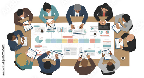 Group of People Working Together Around Table.