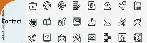contact icon set, business communication and customer support vector illustration design