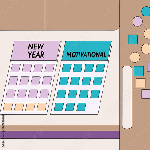 Motivational New Year sticky notes on fridge