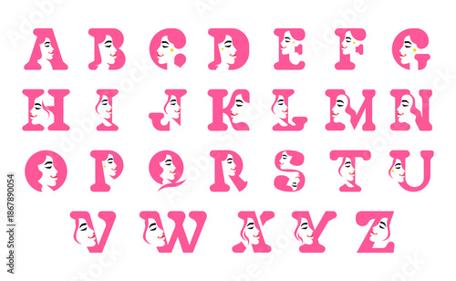 Woman Initial Logo Design with Pink Theme