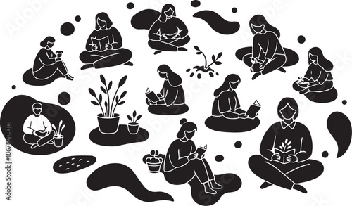 People sitting in meditation and mindfulness practices together