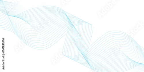Abstract blue smooth wave on a white background. Dynamic sound wave. Design element. Vector illustration.
