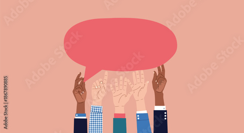 Hands Holding Speech Bubble Icon Illustration.