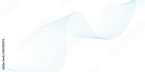 Abstract blue smooth wave on a white background. Dynamic sound wave. Design element. Vector illustration.