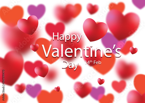 A festive illustration for happy valentine's day featuring numerous red and pink hearts on a dark background