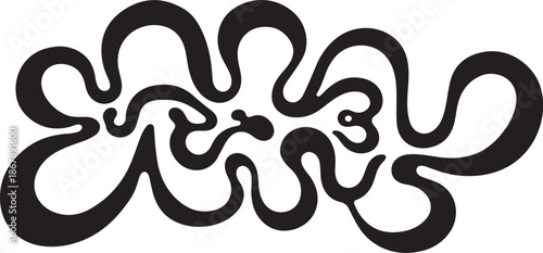 Abstract Black Swirling Lines Art Design Element