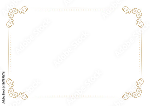 Elegant rectangular frame with ornamental corner swirls. Classic decorative border.