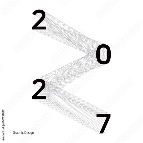 2027년 이어지는 라인을 이용한 타이포 그래피 디자인