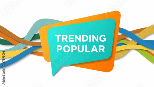 Trending Popular Speech Bubble with Colorful Waves Background.