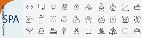 spa icon set, wellness and beauty therapy self care vector illustration