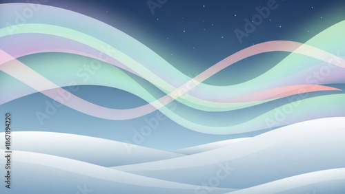 A mesmerizing abstract illustration of swirling pastel colored waves against a starry night sky with a gradient blue background with white