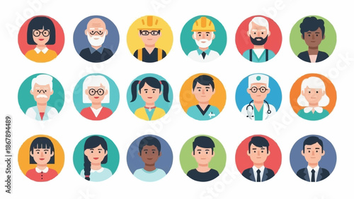 Diverse Group of People Representing Various Professions and Ages.