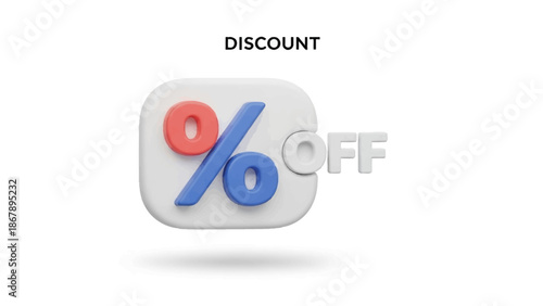 3D Illustration of a Discount Percentage Sign with 'Off' Text, Symbolizing Sales and Savings