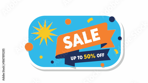 Eye-catching Sale Discount Banner Label for Seasonal Promotions and Special Offers with Up To 50% Off Limited Time Deals