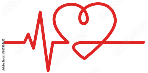 Heartbeat line pulse with heart shape: medical and health concept, pulse of life