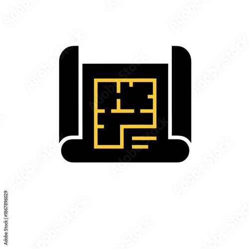 Modern vector blueprint and floor plan icon representing comprehensive architectural design, construction planning, and innovative property development projects