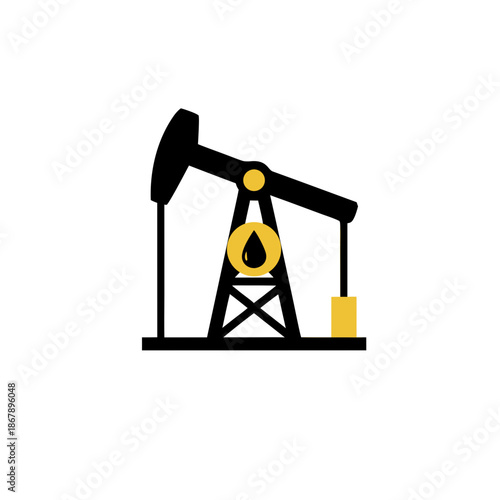 Modern, scalable vector icon of an oil pump jack, depicting the essential process of crude oil extraction, energy production, and the global petroleum industry
