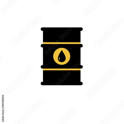Oil barrel icon, symbolizing energy industry and raw materials for production, emphasizing industrial resources
