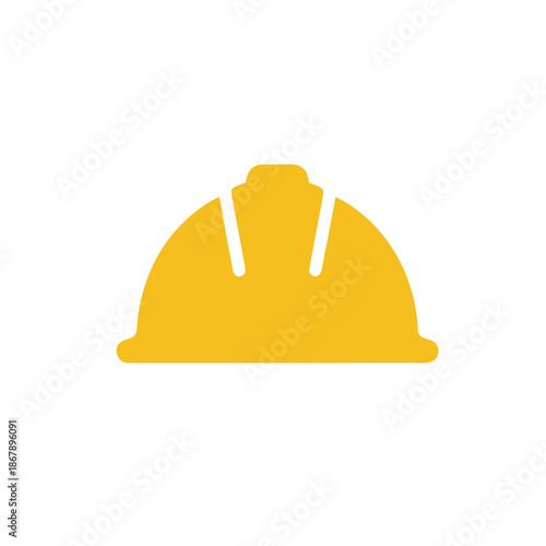 Essential bright yellow hard hat vector graphic, a clean digital illustration symbolizing crucial safety and protection for construction and industrial work environments