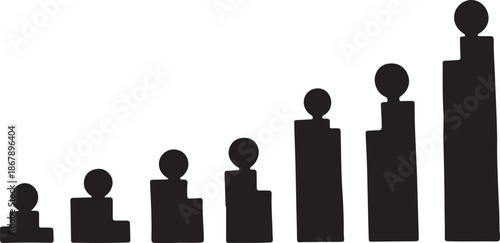 Business growth chart with people icons rising