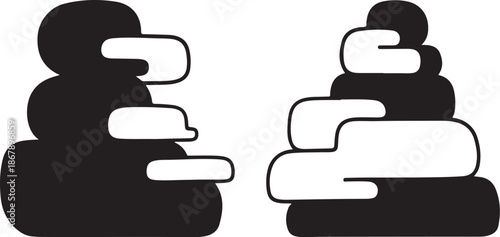 Balanced stones in black and white illustration