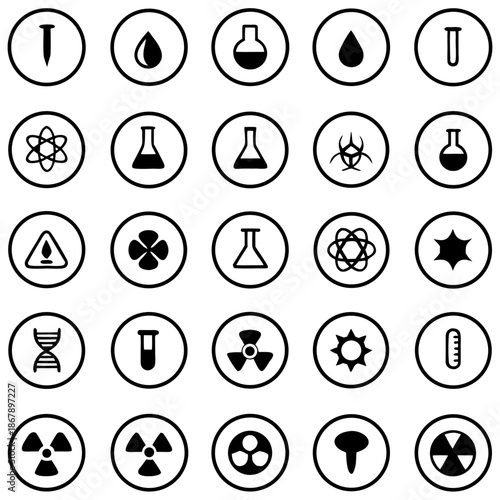 Science and laboratory icons set isolated on transparent background