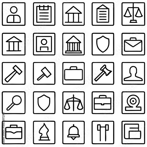 Legal and justice icons isolated on transparent background