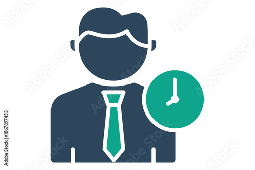 working hours icon. solid icon style. icon related to business. benefit elements vector illustration