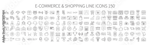 Editable thin line icon set for e-commerce and shopping related designs