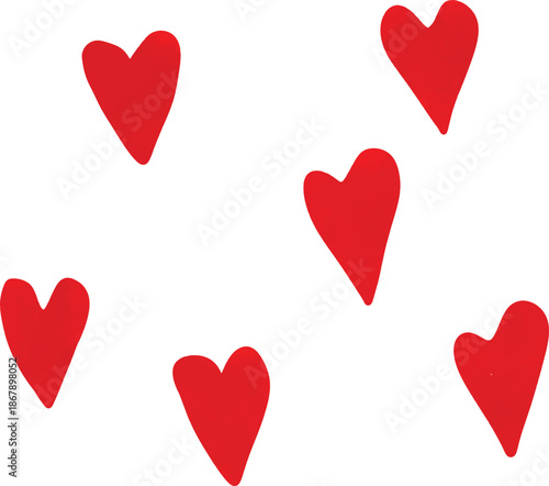 Scattered Hand-Drawn Red Hearts