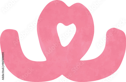 Pink Watercolor Abstract Shape with Heart Cutout