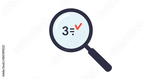Magnifying Glass with Checkmark on Lens.