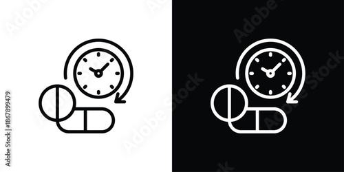 Pill Dosage Icon Set Black And White