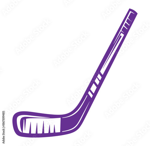 Isolated purple hockey stick illustration on white background for sports and athletic themed designs