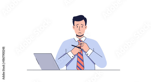 Man in Business Attire Working on Laptop.