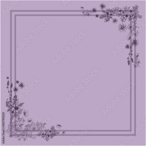 Minimal botanical frame with green foliage corner decoration on soft pastel background elegant nature border design for invitation poster branding and social media template