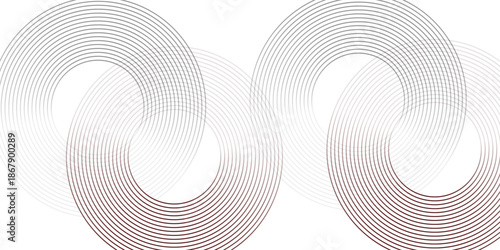 Abstract grey and red circle line vector on dark background. Modern simple overlap circle lines texture creative design. Suit for poster, cover, banner, flyer, brochure, presentation, website