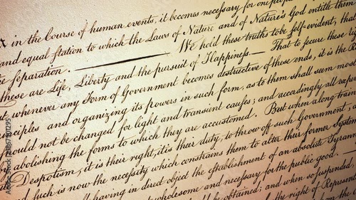 Historic USA Declaration - 4K Close Up Pan - II - Cinematic Ultra HD 3D realistic animation with candle flame light reflection effect