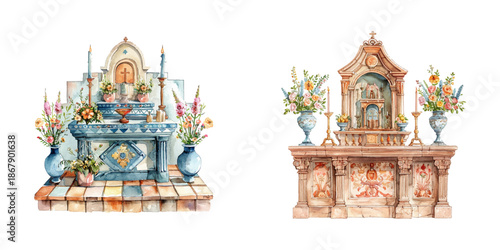 altar watercolor vector illustration