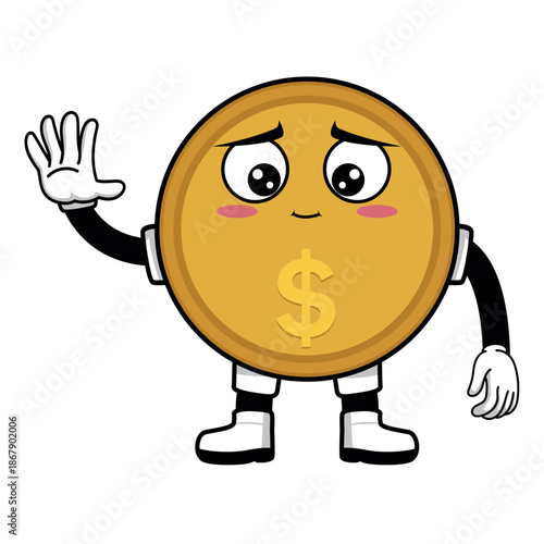 COIN CARTOON WITH EXPRESSION GOODBYE