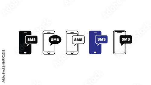 Mobile phones with SMS text messages on screen