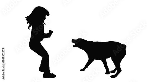 Woman threatened by aggressive barking dog