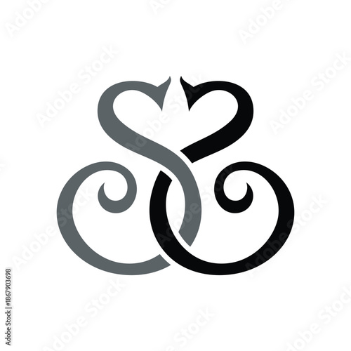 Elegant Intertwined Symmetrical Swirls SS Logo