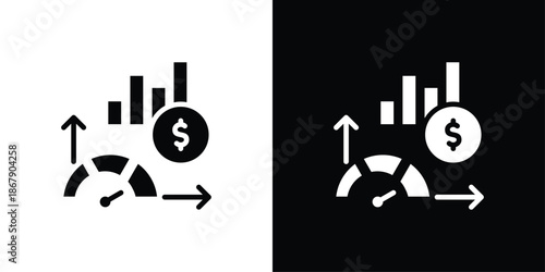 Economic Indicator Icon Set Black And White