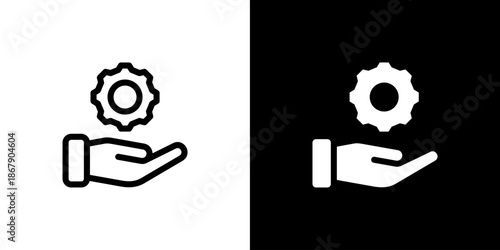 Management icon concept with flat Black White Background. Vector illustration.