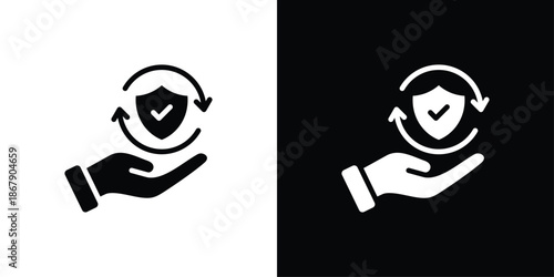 Insurance Icon Set Black And White