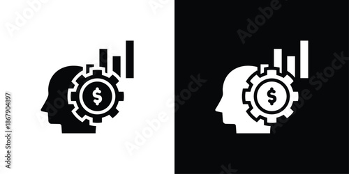 Financial Thinking Icon Set Black And White