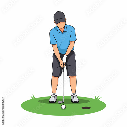 Golfer Preparing to Hit Golf Ball.