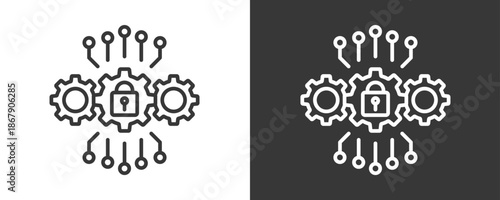 Cyber Security Icon Set Vector Collection Isolated In Black And White