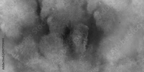 White Black empty space dust cloud explosion. Gray smoke or fog color isolated on transparent dark cloudscape atmosphere background. Black and grey watercolor grunge texture.	

